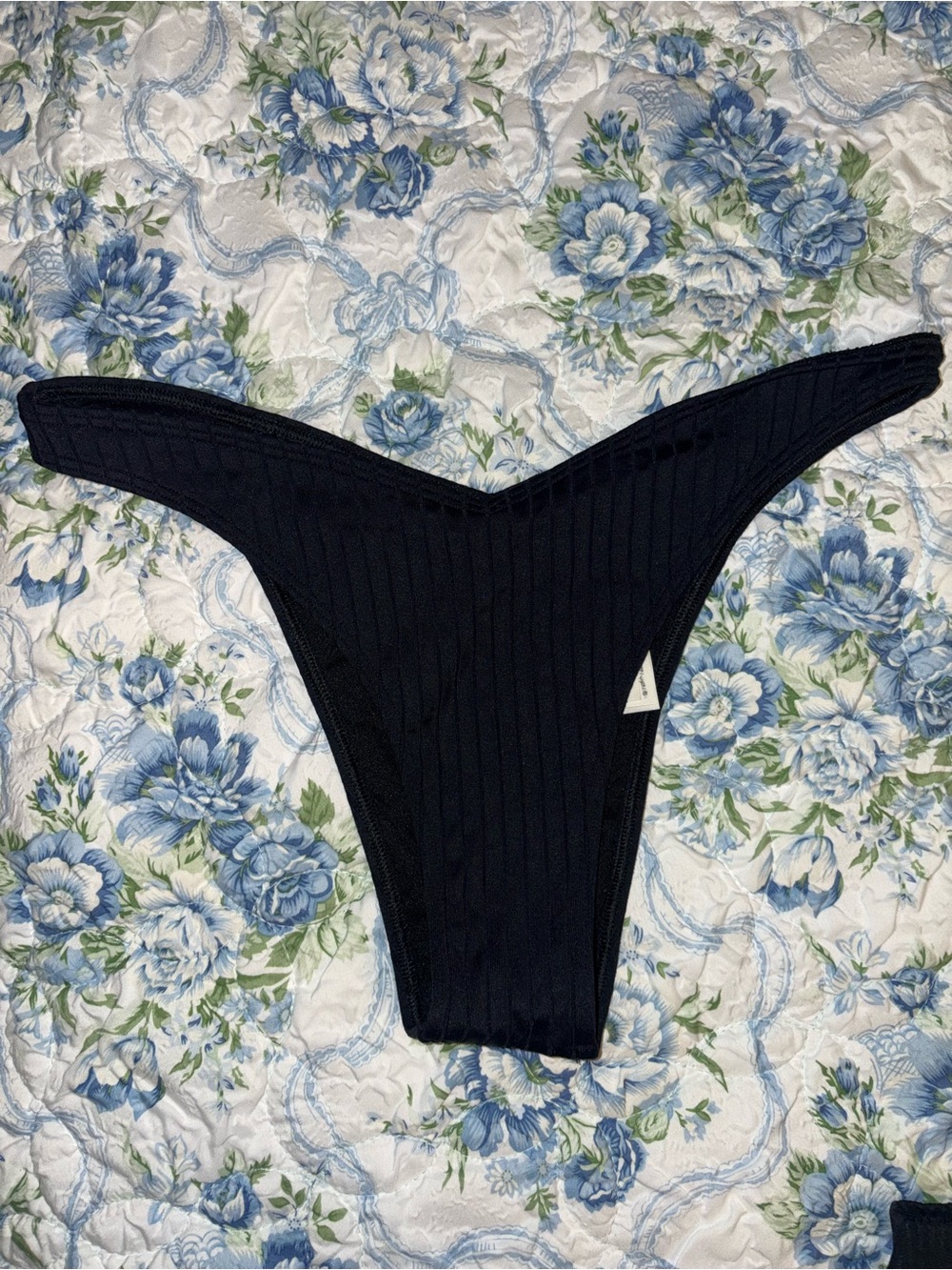 Hollister Black Ribbed Bikini Bottom